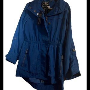 NWT Anorak Women’s Royal Blue Retro Chic Outdoor Utility Rain Jacket Sz Sm